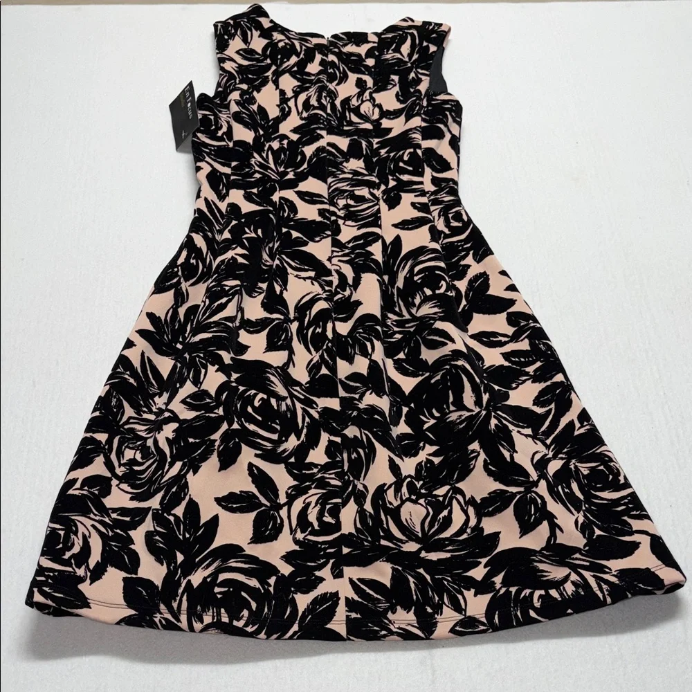 Enfocus Studio Black Floral Appliqué Fit & Flare Dress on Blush 10 NWT - Picture 10 of 12